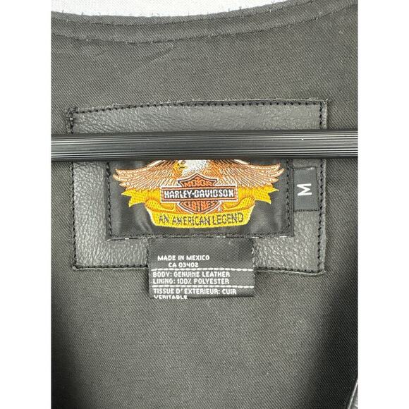 Men’s Harley Davidson Size Medium Black Leather Riding Vest. - Picture 4 of 5